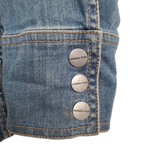 Coldwater Creek Size W18 18W Jacket Denim Jean V-neck Snaps Pockets Fitted Blue - Picture 12 of 12
